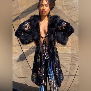 Black sequin festival coat